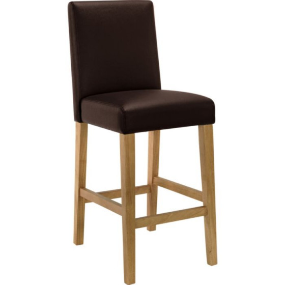 Winslow Leather Effect Bar Stool - Oak Stain and Chocolate