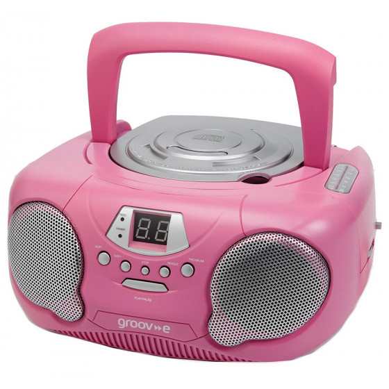 Groov-e Boombox Portable CD Player - Pink (No Instructions)