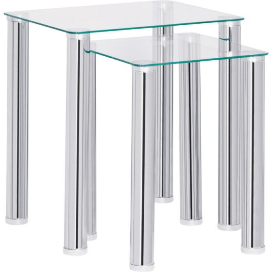 Hygena Matrix Nest of Tables - Clear Glass