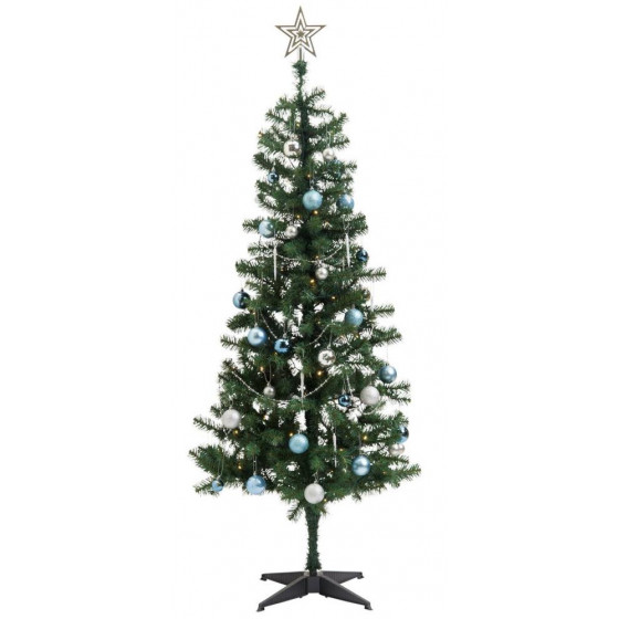 Home 6ft Christmas Tree With Lights & Decorations - Green