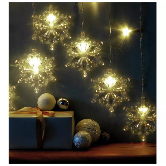 Habitat 70 Snowflake Christmas Curtain LED Lights - White