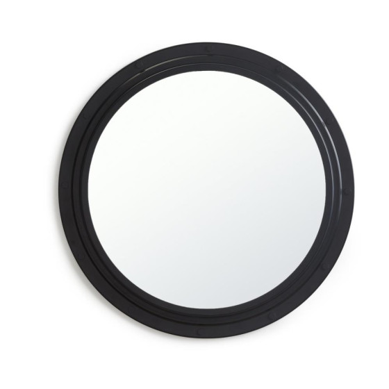 Habitat 40cm Industrial Round Wall Mirror - Black