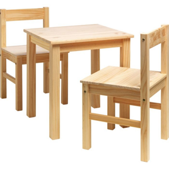 Kids Scandinavia Table and 2 Chairs - Natural Pine
