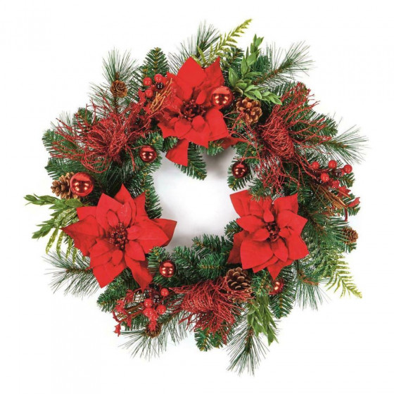 Premier Decorations 50cm Red Luxury Poinsettia Christmas Door Wreath
