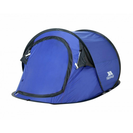 Trespass 2 Man 1 Room Pop Up Camping Tent - Blue (Single Zip)