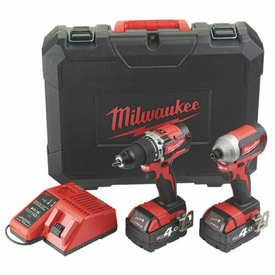 Milwaukee M18CBLPP2A-402C 18V Brushless Cordless Combi Drill & Impact Driver