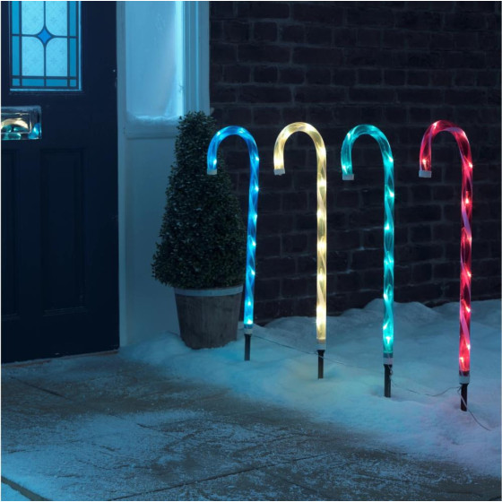 Habitat Pack of 4 Candy Cane Path Finder Lights Outdoor Christmas Decoration