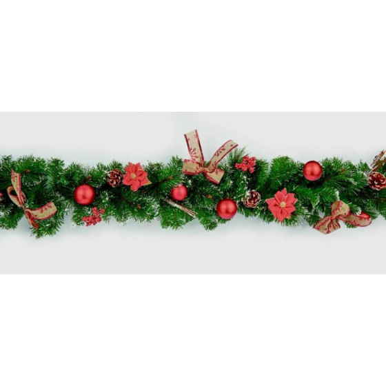 Premier Decorations 1.8m Dressed Garland - Green & Red