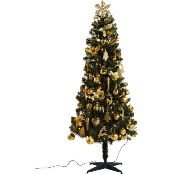 605ft Green Pre-Lit Christmas Tree with Gold Decorations 