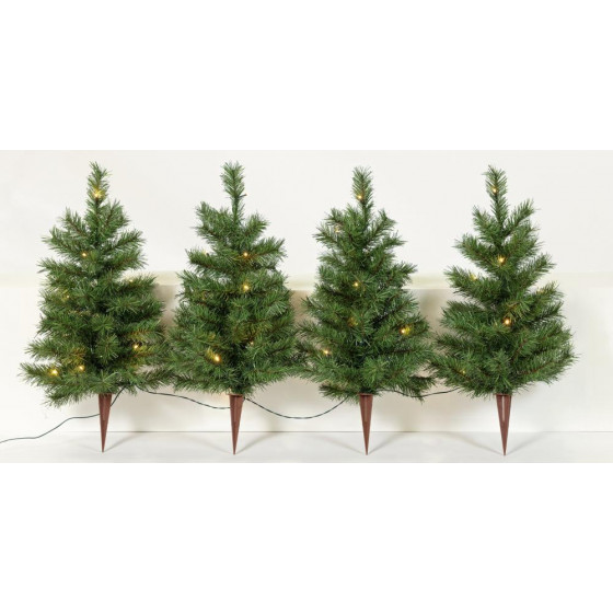 Home Set Of 4 Christmas Tree Path Finders - Green