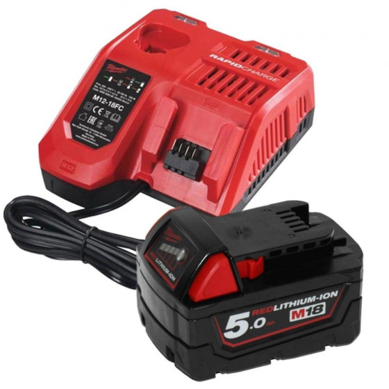 Milwaukee M12-18C 12v-18v Twin Port Fast Charger & 18v 5ah Battery