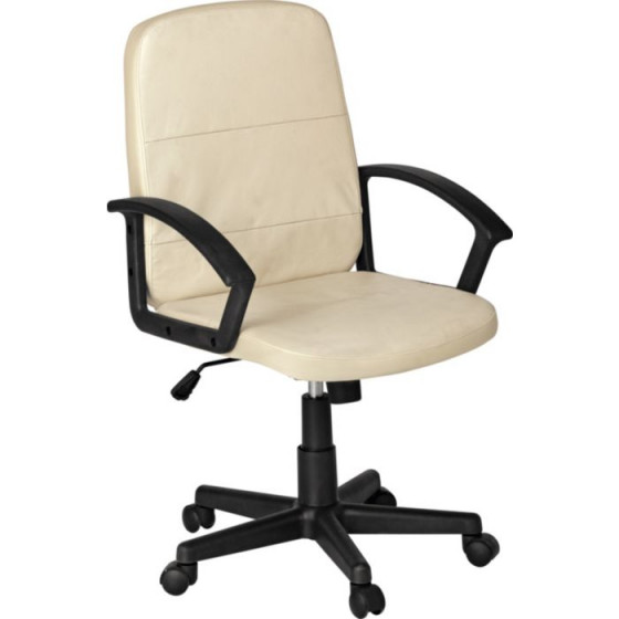 Mid-back Leather Effect Manager's Office Chair - Cream