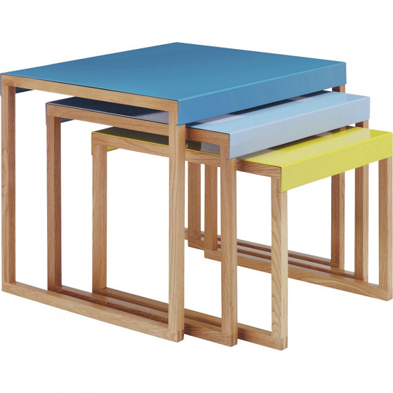Habitat Kilo Blue and Yellow Nest of 3 Tables
