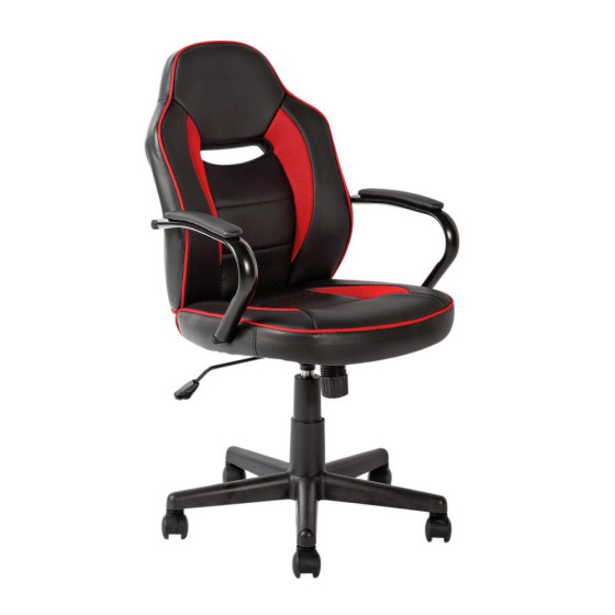 Home Faux Leather Mid Back Gaming Chair - Red & Black
