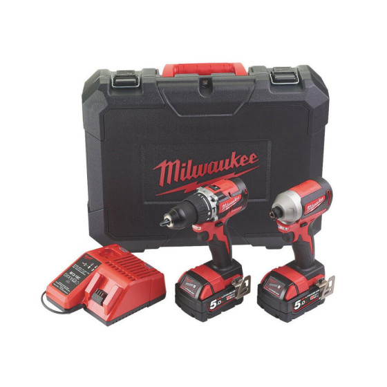 Milwaukee M18CBLPP2A-502C 18v Brushless Cordless Combi Drill & Impact Driver