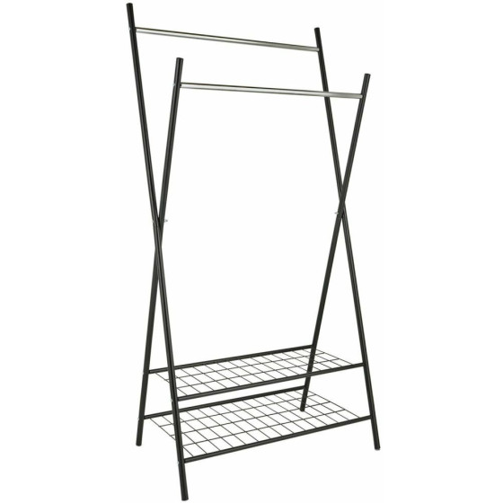 Home X-Frame Clothes Rail With Shelves - Black