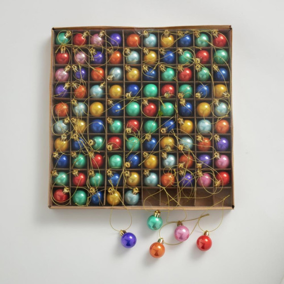 Habitat 100 Pack Of Bright 3cm Christmas Baubles - Multicoloured