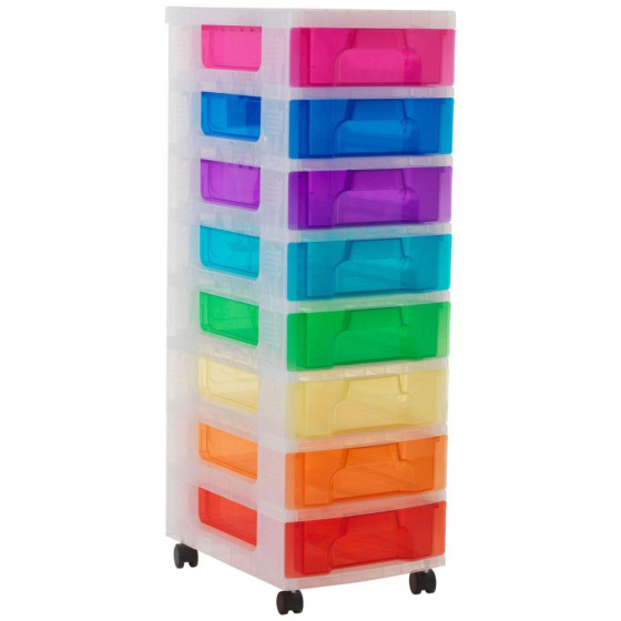 Really Useful 8 Drawer Plastic Drawers - Multicoloured (Slight Damage To Back Corner)