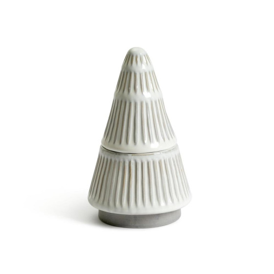 Habitat Large Ceramic Christmas Tree Candle - Frosted Cedar
