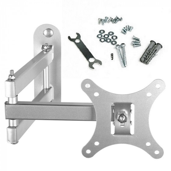 BPS Tilt Swivel TV Wall Mount Bracket With Arm - Silver