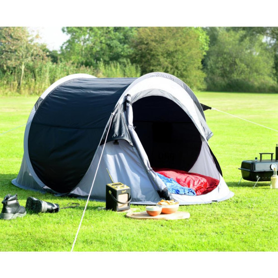 Pro Action 2 Man 1 Room Pop Up Camping Tent - Black & Grey