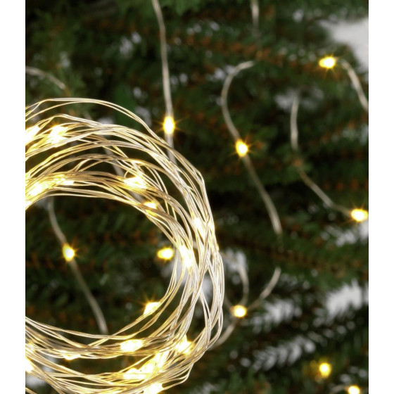 Home 120 Warm White LED String Christmas Lights - 12.4m