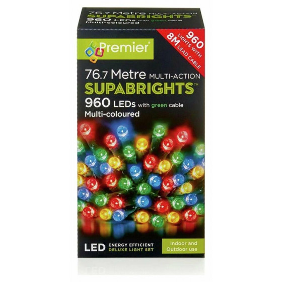 Premier Decorations 960 LED Christmas Tree Lights - Multicoloured