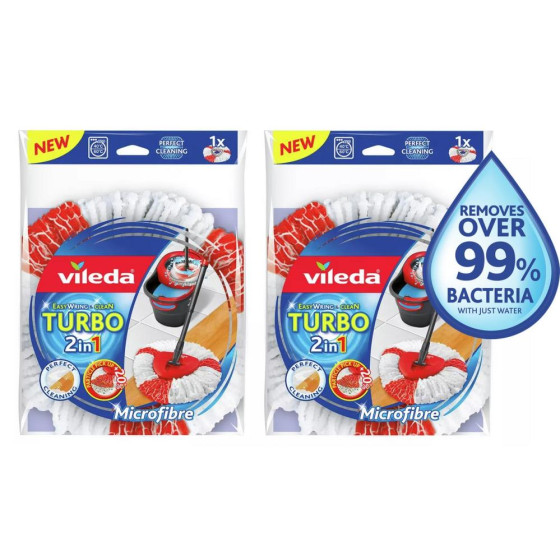 Vileda 2 In 1 Replacement Microfibre Turbo Mop Head Pack Of 2