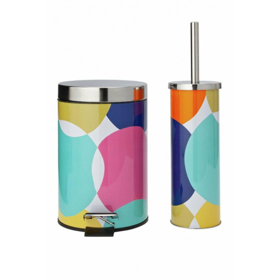 Home Slow Close Bin & Toilet Brush Set - Spots