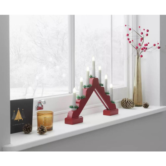 Home Candle Arch Bridge Christmas Light Decoration - Red