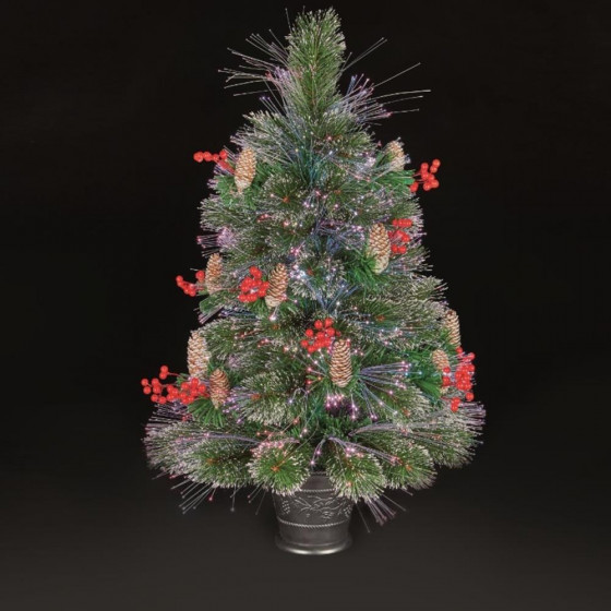 Premier 80cm Snow Tipped Bottle Brushed LED Christmas Tree - Green