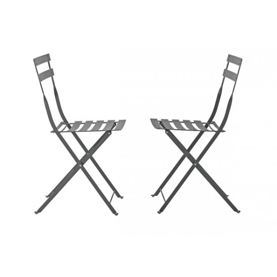 Home Eve Folding Metal Chairs x 2 - Grey