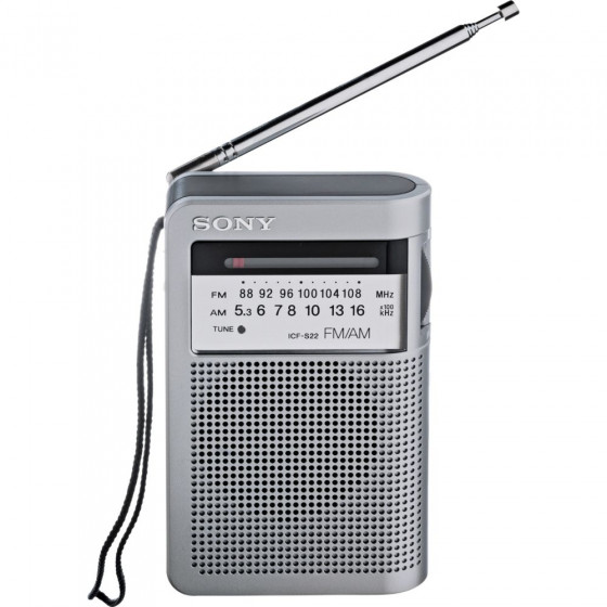Sony ICFS22 FM/AM Pocket Radio - Silver