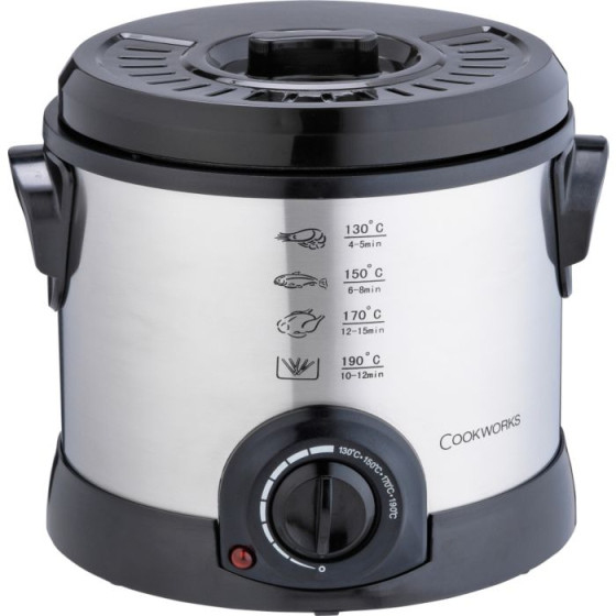 Cookworks Stainless Steel Compact Fryer - Black