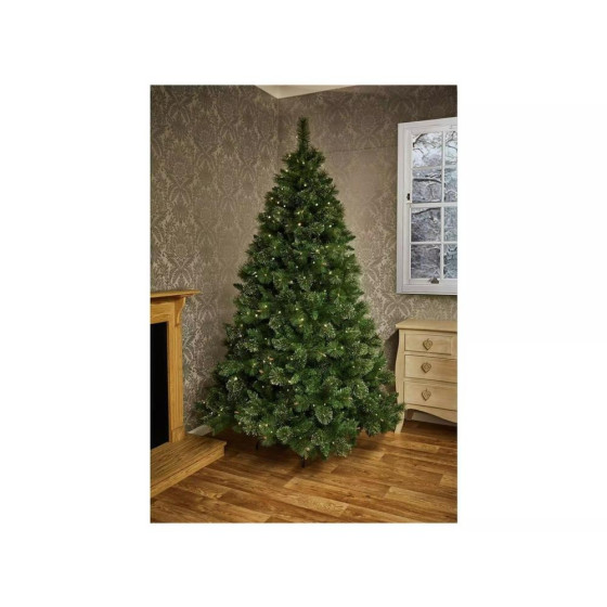 Premier Decorations Pre-Lit Ridgemere Pine Dew Drop 6ft Christmas Tree - Green