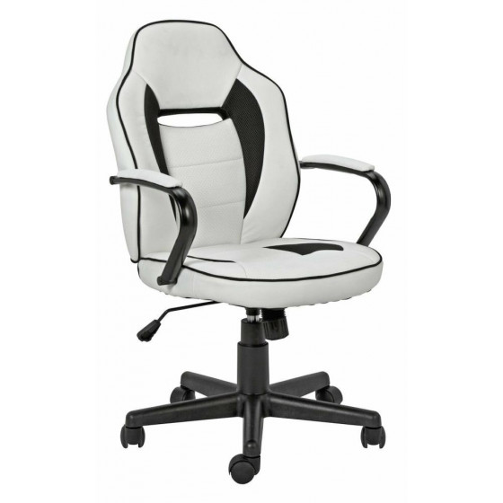 Home Faux Leather Mid Back Gaming Chair - White & Black
