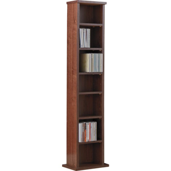 Maine DVD and CD Media Storage Tower - Walnut Effect
