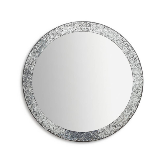 Home India Round Crackle Mirror - Silver