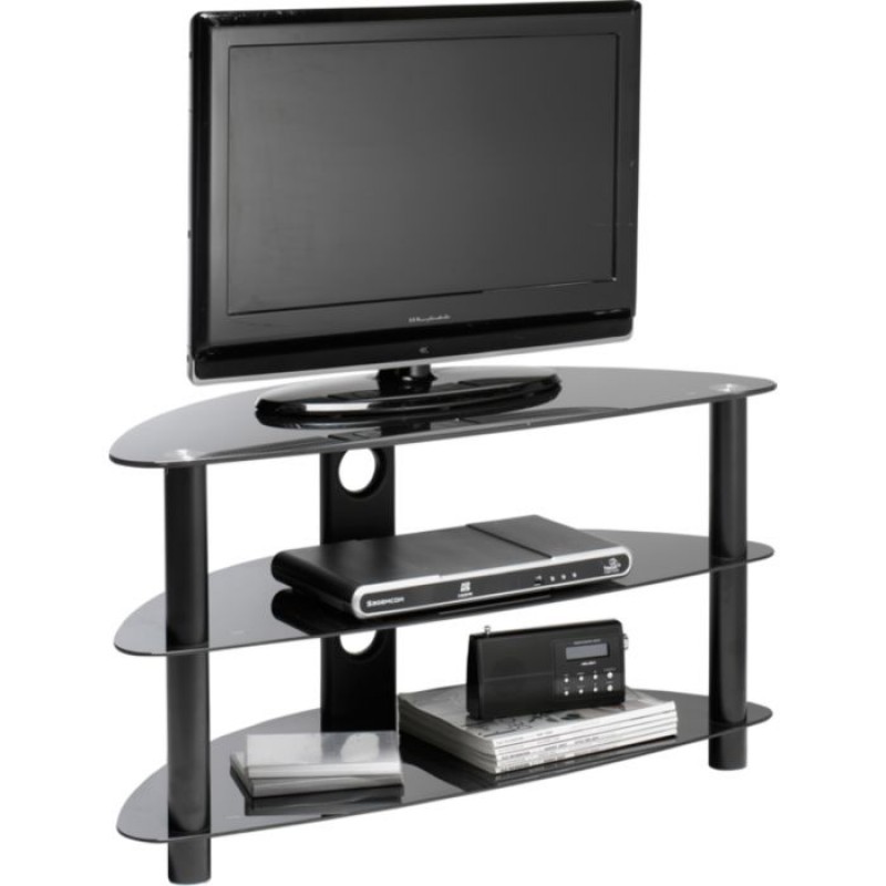 Black Glass Curved TV Stand Up to 42 Inch Furniture GMV Trade