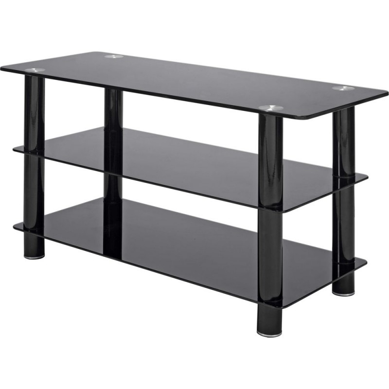 Black Glass 42 Inch Slimline TV Stand Storage Units Furniture GMV