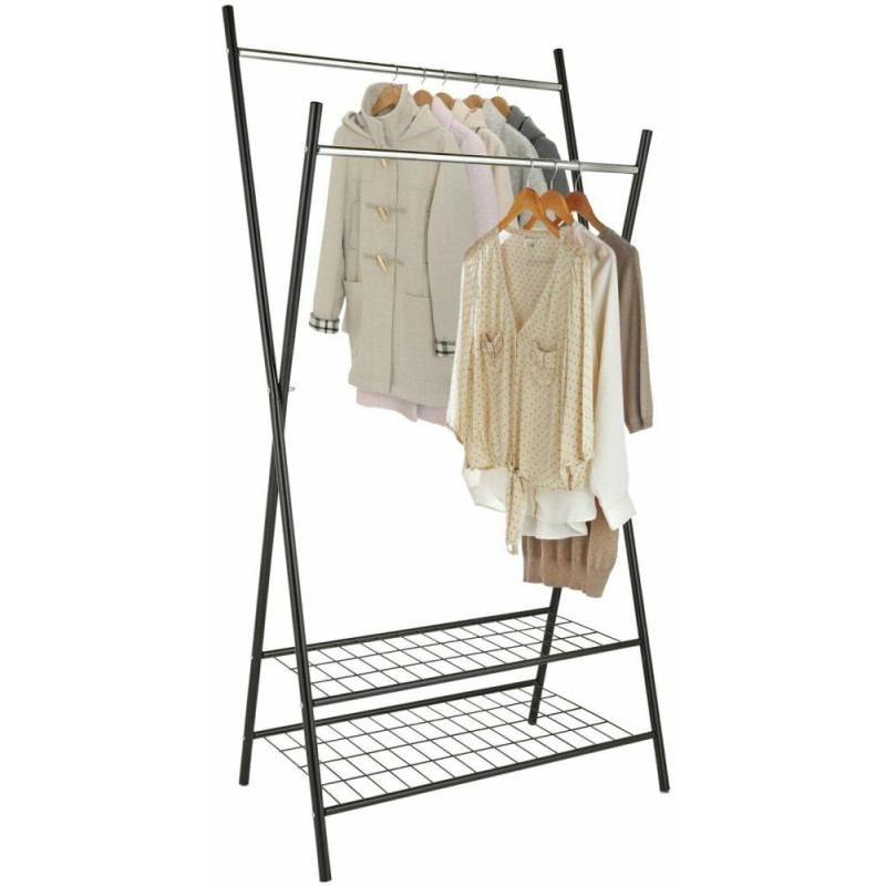 Home XFrame Clothes Rail With Shelves Black Storage Units