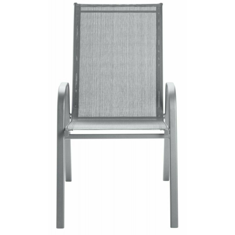 Home Sicily Metal Pack Of 2 Stacking Chairs Grey Garden Furniture