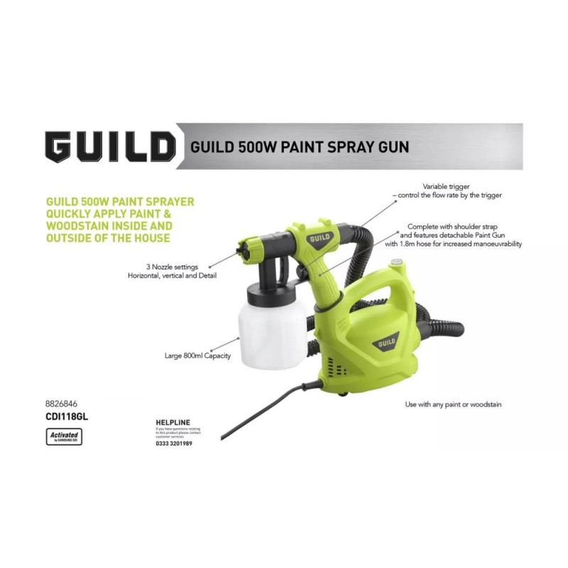 Guild Paint Spray Gun 500W Garden & Power Tools GMV Trade