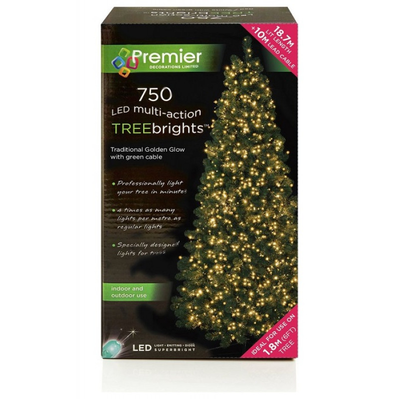 Premier Decorations 750 LED Treebright Lights Gold Christmas Lights