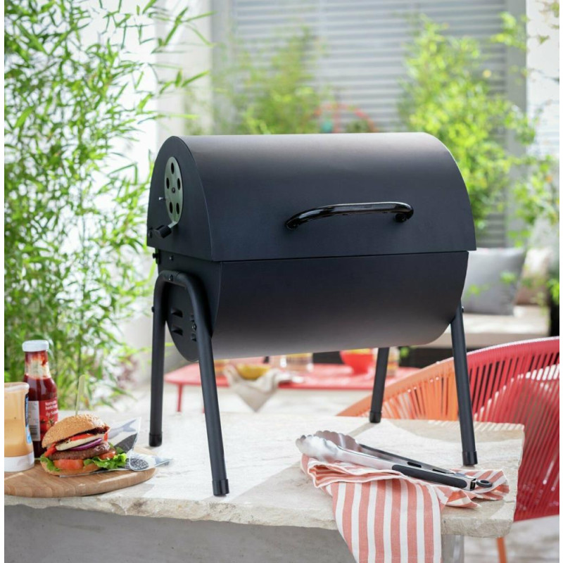 Home Table Top Oil Drum Charcoal BBQ Black Barbecues Travel