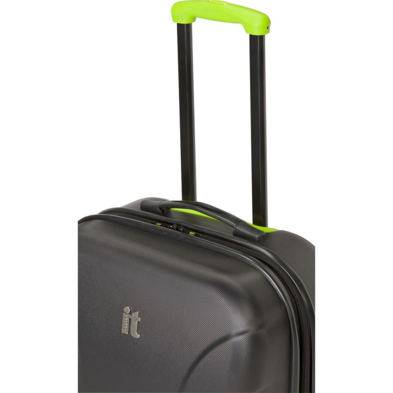 IT Luggage Medium Expandable 4 Wheel Hard Suitcase Black Luggage