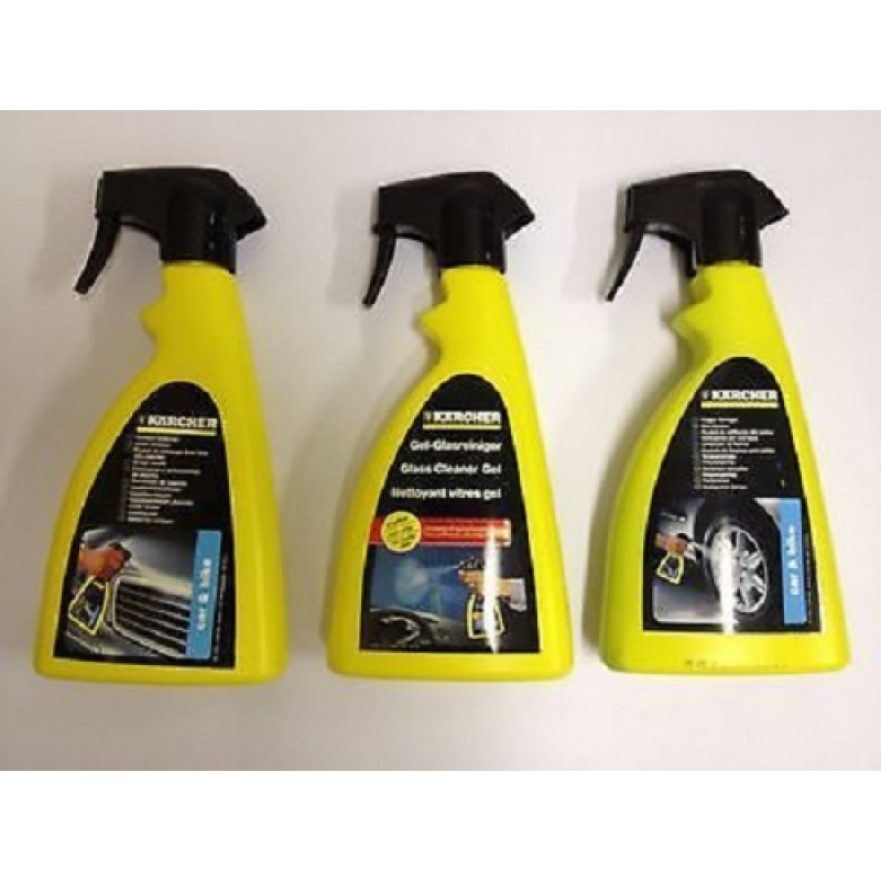 Karcher Car Cleaning Spray Kit 3 Bottles Rim Cleaner, Glass Gel