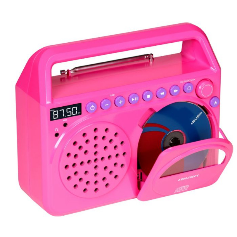 Bush Wave Boombox With CD Player Pink CD Players & Cassette Players Home Audio Audio