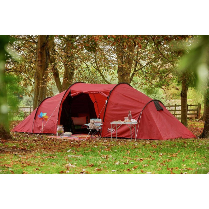 ProAction 6 Man 3 Room Tunnel Camping Tent Red Tents Travel Outdoor GMV Trade