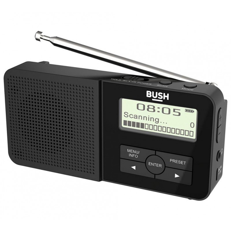 Bush Rechargeable Compact DAB Radio Black DAB Digital Radios Home